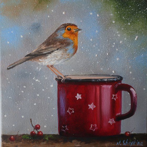 Christmas Robin Painting