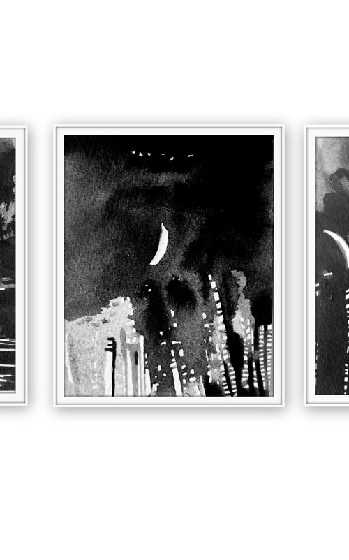 Set of 3 Landscapes. by Nadia Moniatis