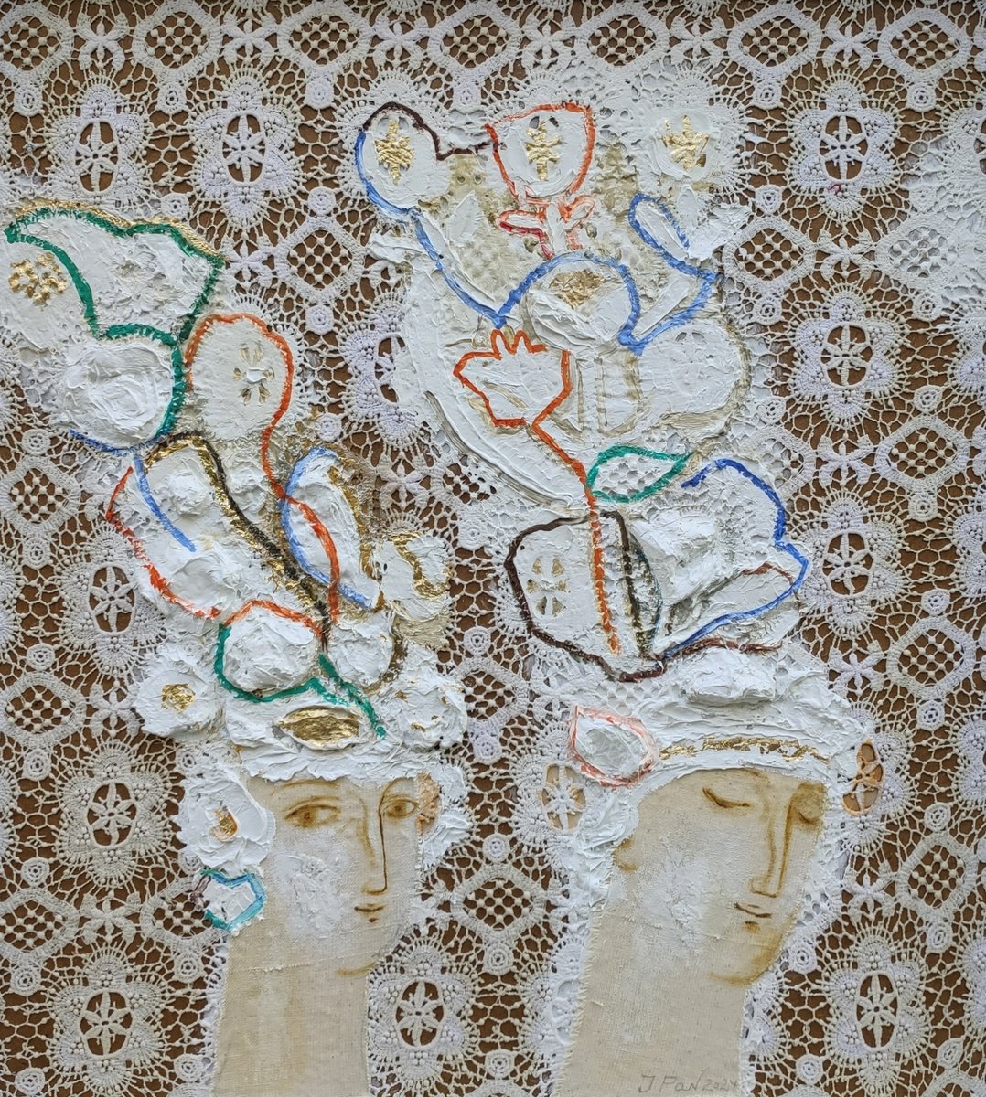 Impressionistic Portrait Oil Painting By Inna Pantelemonova, 25 X 27, A Walk, Original Artwork