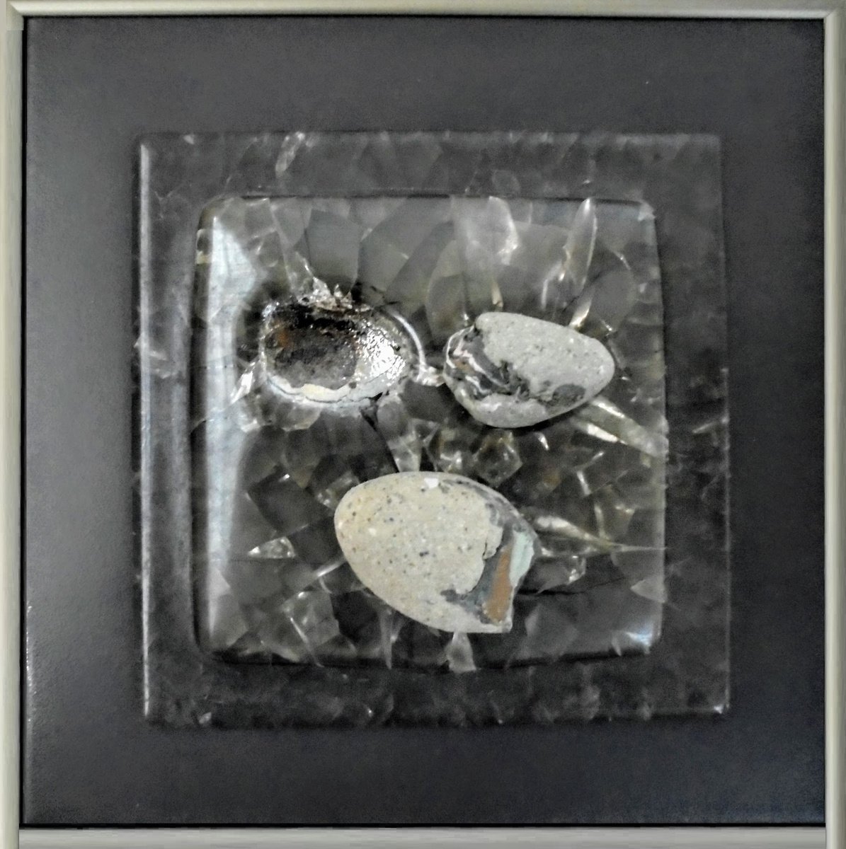 Abstract Relief By Rossitza Trendafilova, 8 X 8", "Almost Three", Original Artwork