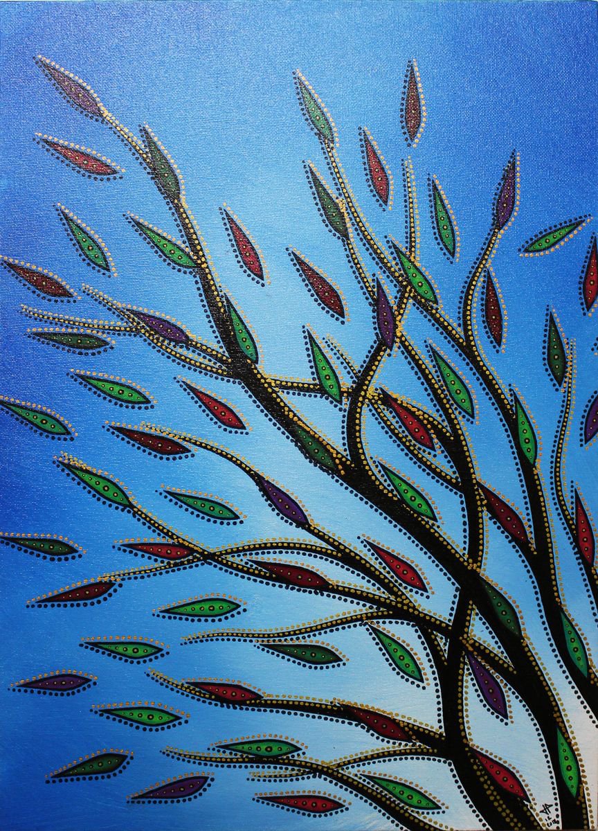 Abstract Botanical Acrylic Painting By Jonathan Pradillon, 13 X 18, Colorful Vegetation 2, Original Artwork