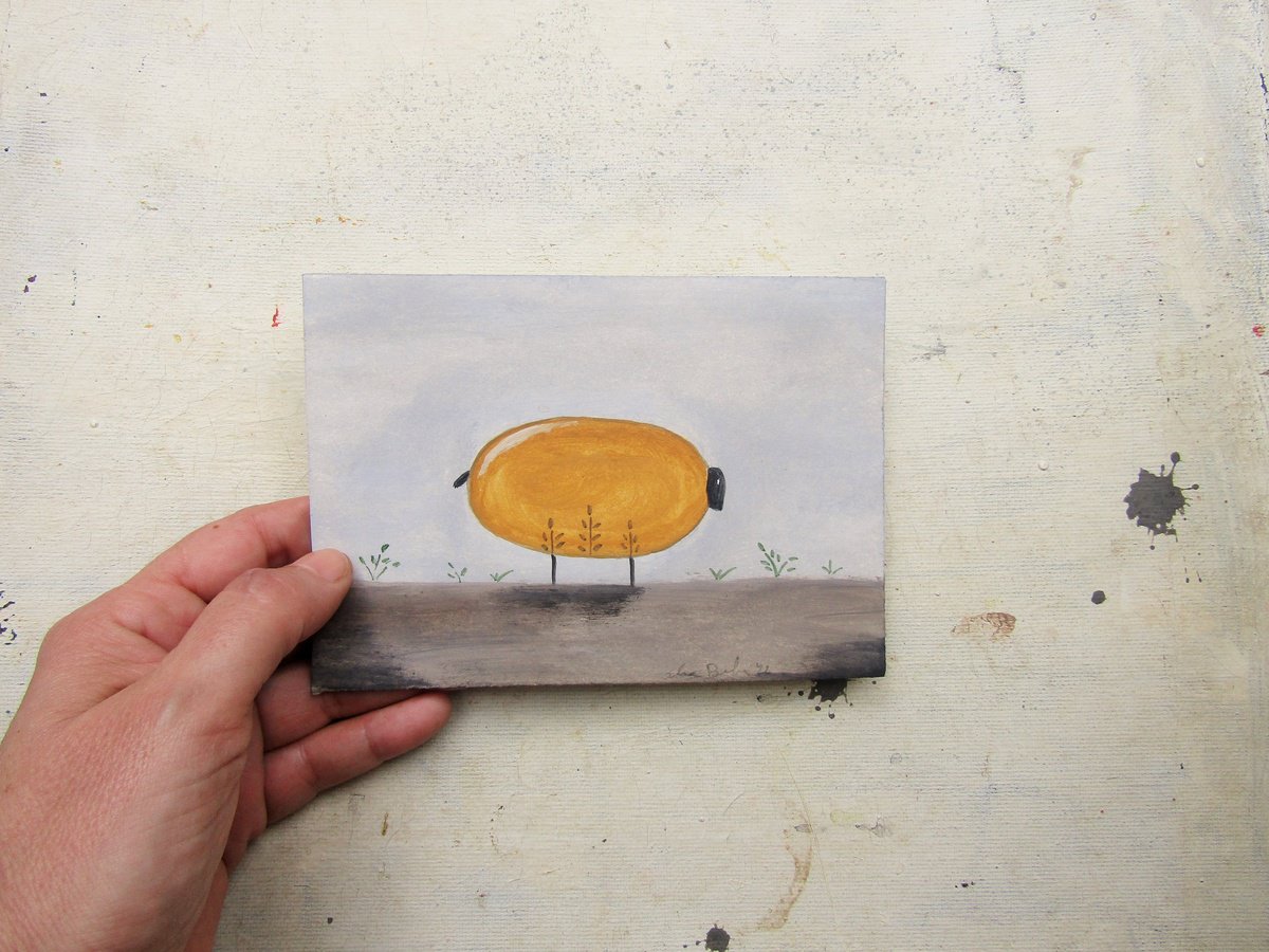 The freaky ocher sheep - oil on paper by Silvia Beneforti