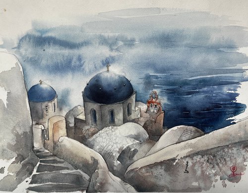 Santorini sketches by Larissa Rogacheva