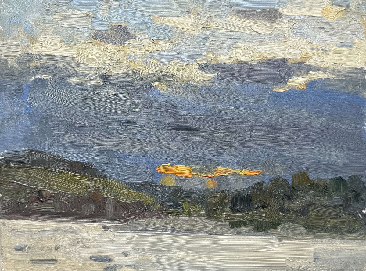 Impressionistic Landscape Oil Painting By Nataliia Nosyk, 8 X 6", Last Light, Original Artwork