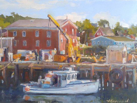 Morning loading in Lunenburg port, (9x12'')