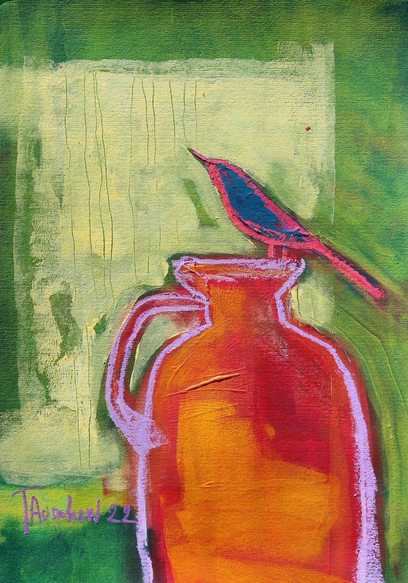Red jug. by Tatjana Auschew