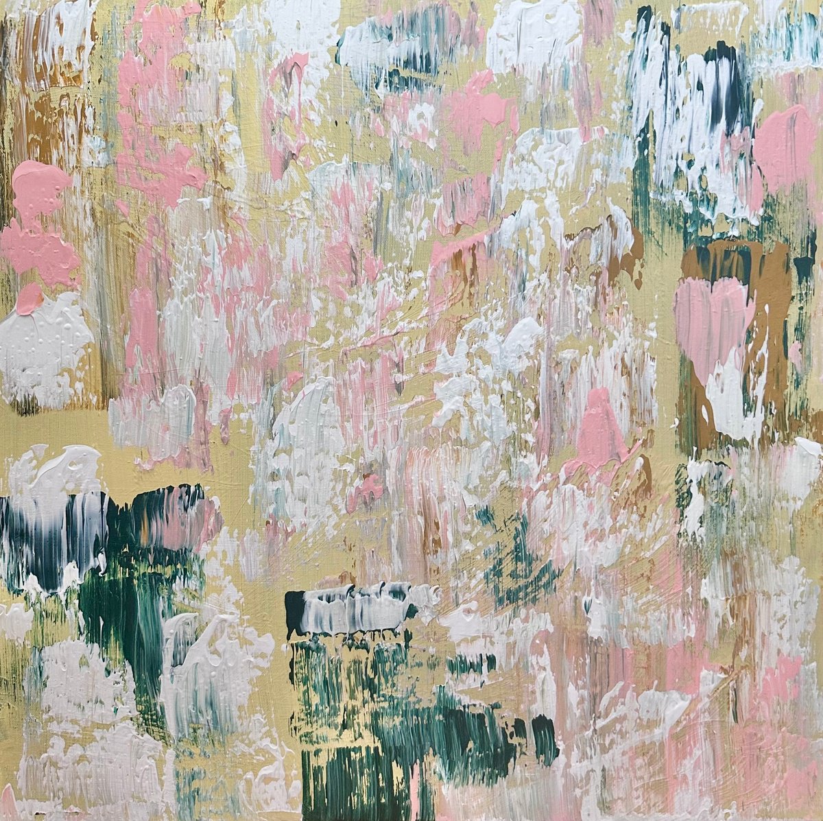 Organic Abstract Acrylic Painting By Alanah Jarvis, 24 X 24, Salted Petals, Original Artwork