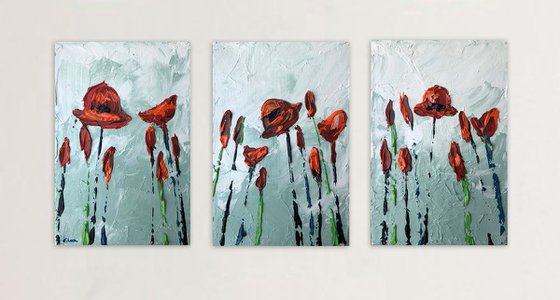 Amapolas allá afuera (Triptych)