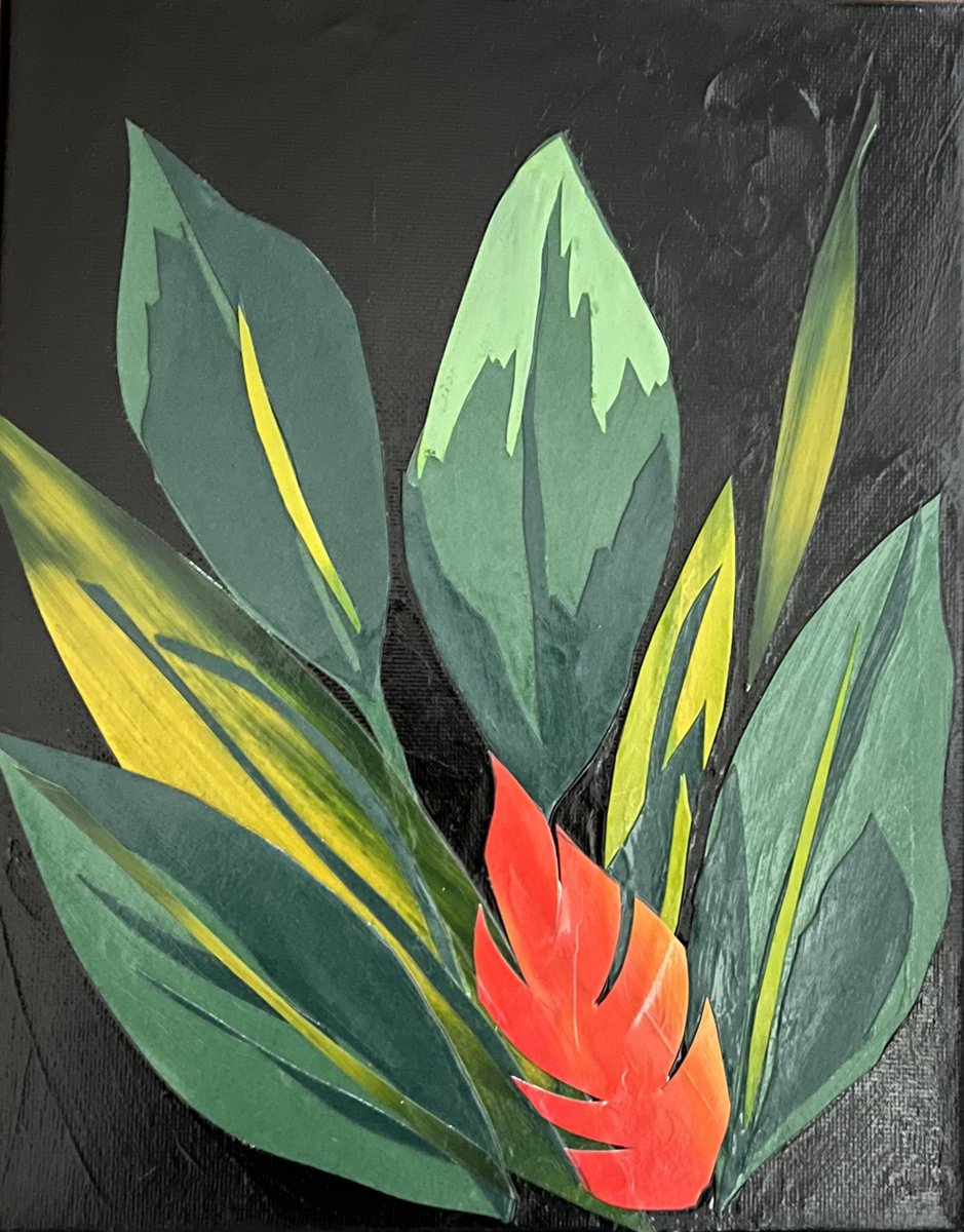 Abstract Botanical Acrylic Painting By Carolyn Shoemaker (Soma), 8 X 10, Leaf Series#1, Original Artwork