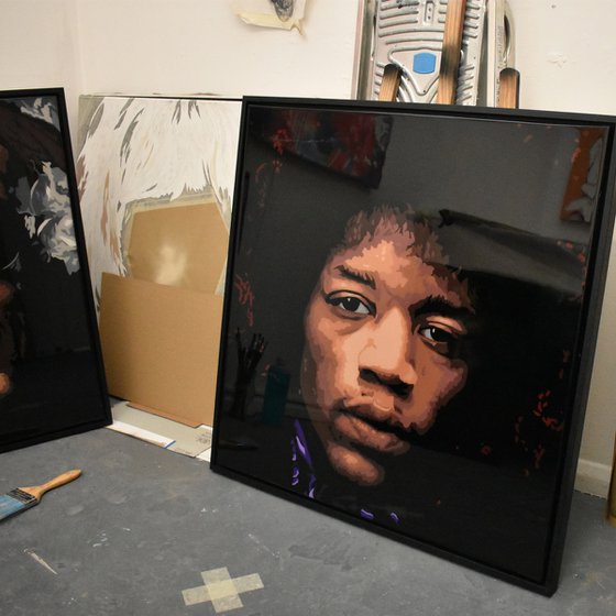 Jimi Hendrix framed painting