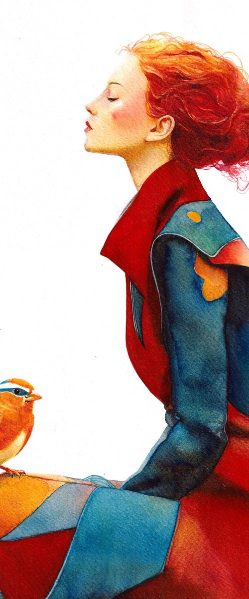Girl with Orange Bird by REME Jr.