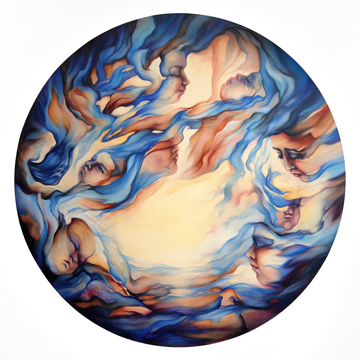 Abstract Portrait Oil Painting By Marjan Fahimi, 32 X 32", Mother, Original Artwork