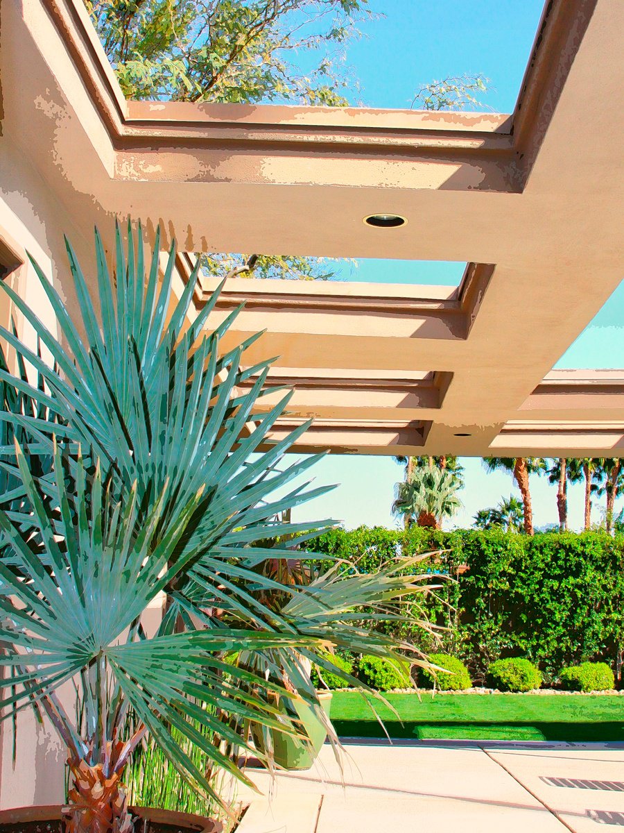 Impressionistic Cityscapes Photograph By William Dey, 18 X 22", On The Sinatra Patio Palm Springs Ca, Original Artwork