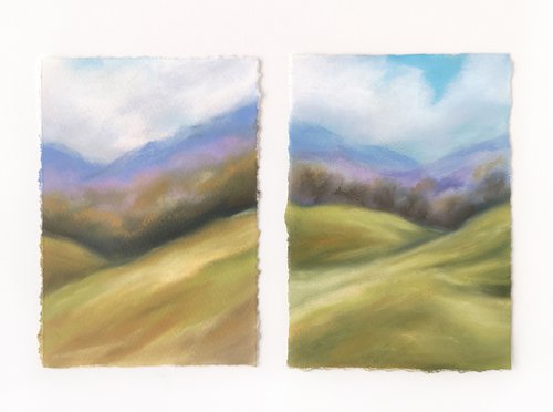 Mountain landscape. Set of 2 small paintngs by Olga Grigo