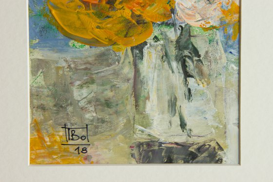 Still life with a large yellow rose