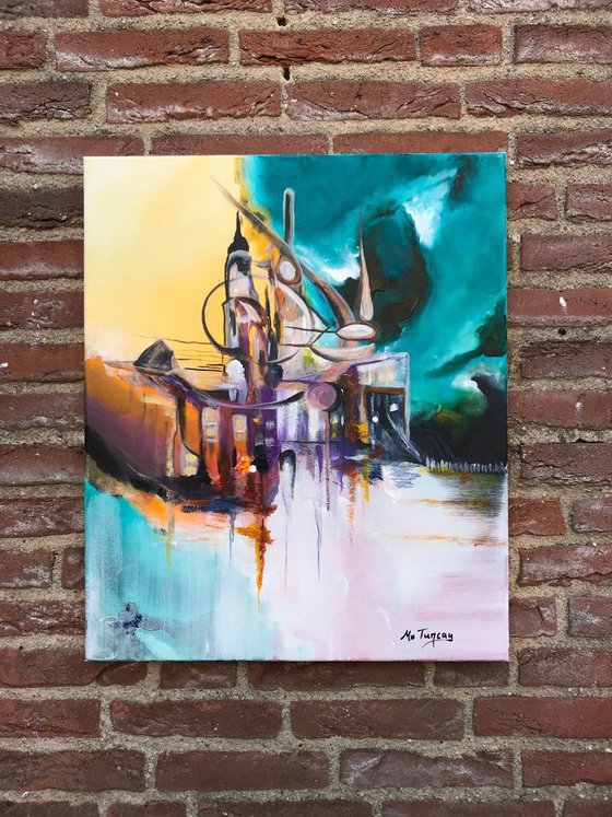 " Futuristic living “ abstract Painting -50x60cm