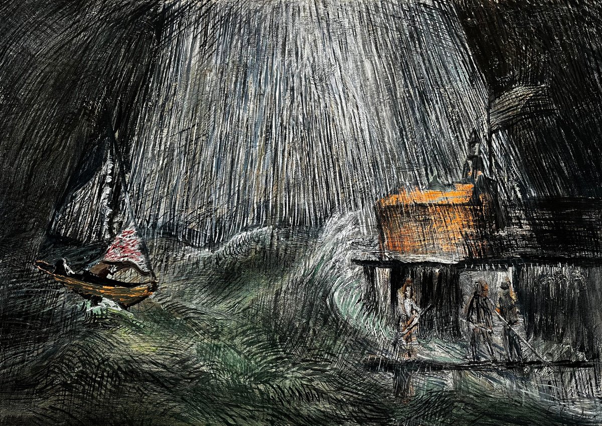 Expressive Landscape Oil Painting By Frank Creber, 24 X 17, A Coruna Harbour, Original Artwork