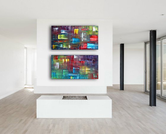 "Apparition Series" - Save As A Series - FREE USA Shipping - Original Large PMS Abstract Diptych Oil Paintings On Canvas - 36" x 36"