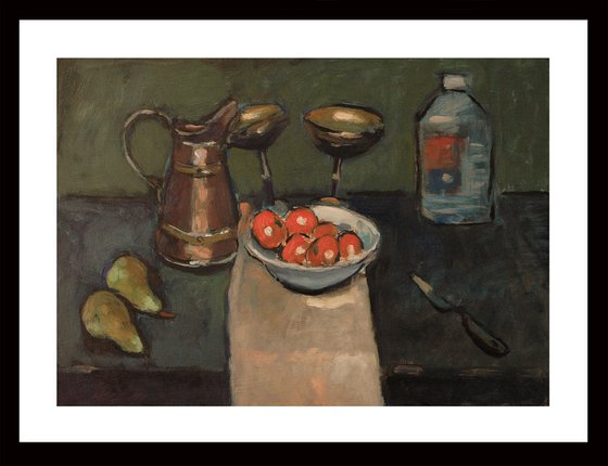 Still Life with Fruit and Turps Bottle