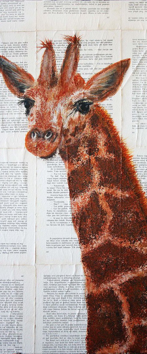 Vintage Giraffe 02 / Original Painting by Salana Art