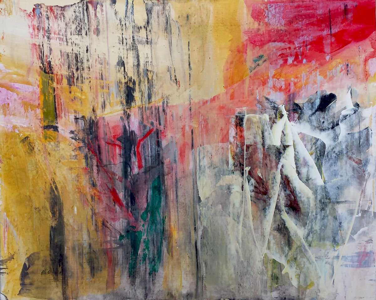 Expressive Abstract Acrylic Painting By Florina Breazu, 22 X 17, Angels Ii, Original Artwork