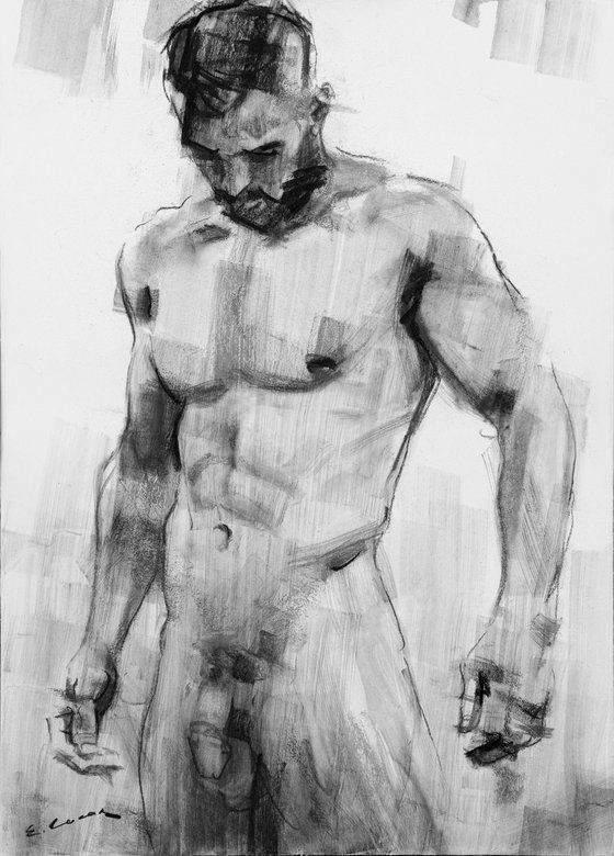 Charcoal drawing on paper "Athlet"