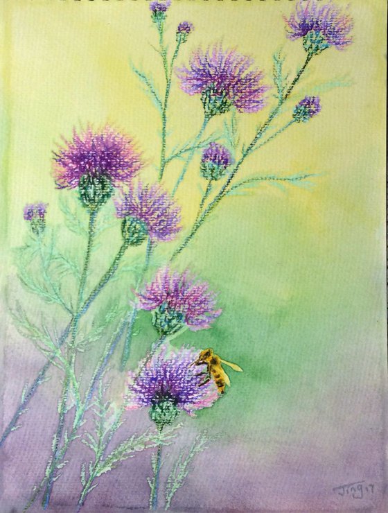Bee&wild purple thistle