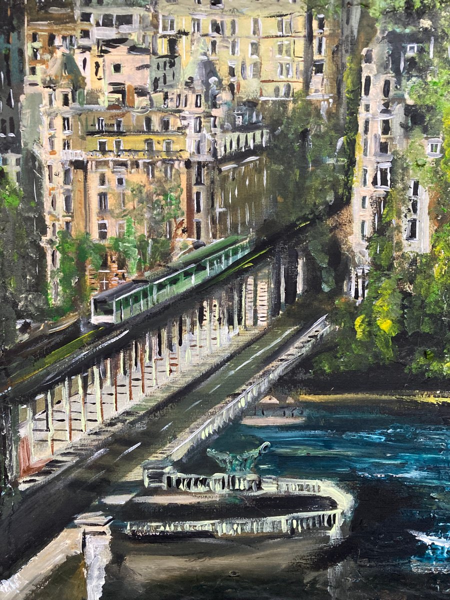 Photorealistic Cityscapes Acrylic Painting By Andrew Reid Wildman, 10 X 12, Paris, Trains And The Seine, Original Artwork