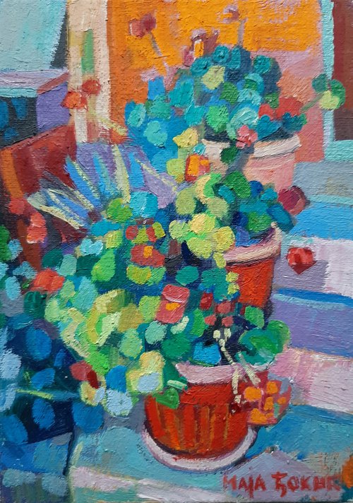 Summer flowers I, miniature, 11x16 cm by Maja Đokić Mihajlović