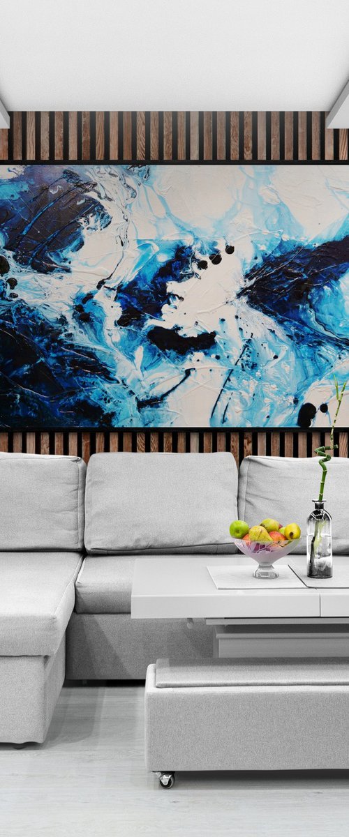 Midnight Candy 240cm x 120cm Textured Abstract Art by Franko