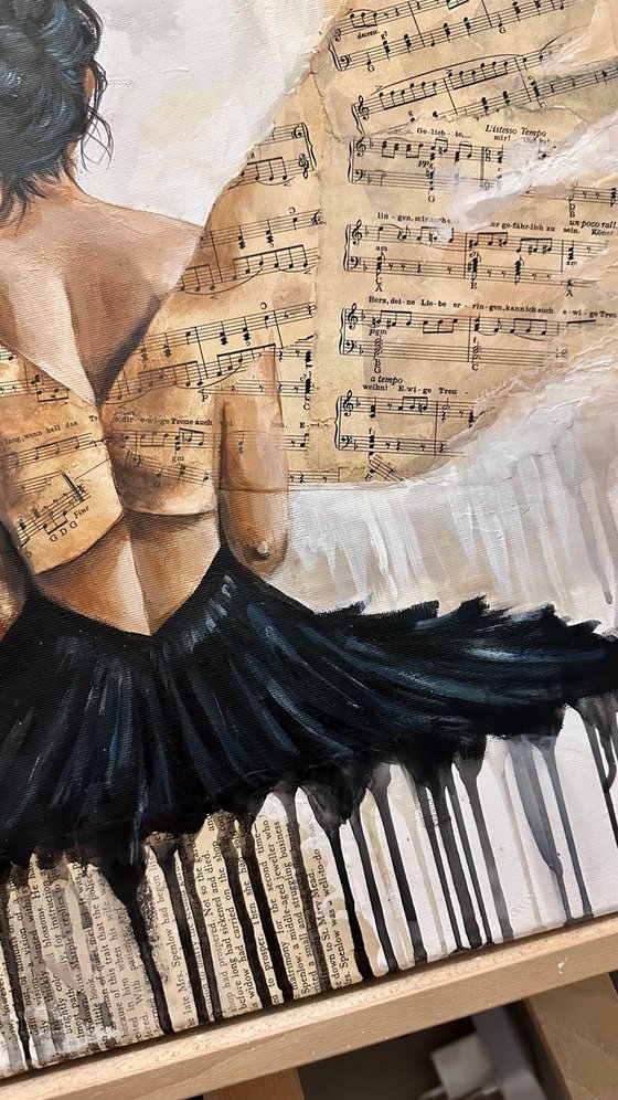 Wings of Melody - Vintage Sheet Music Collage