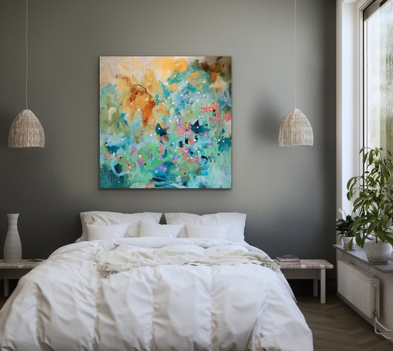 Il y a longtemps que je t'aime - Original abstract painting on canvas - Ready to hang