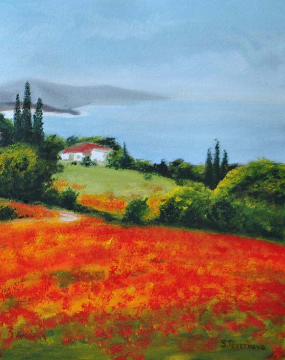 Landscape with poppies