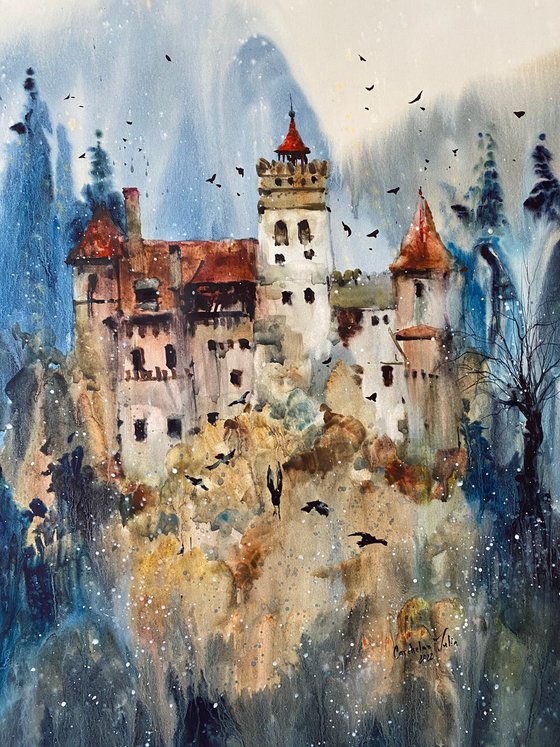Sold Watercolor “Legendary places. Dracula’s castle” perfect gift