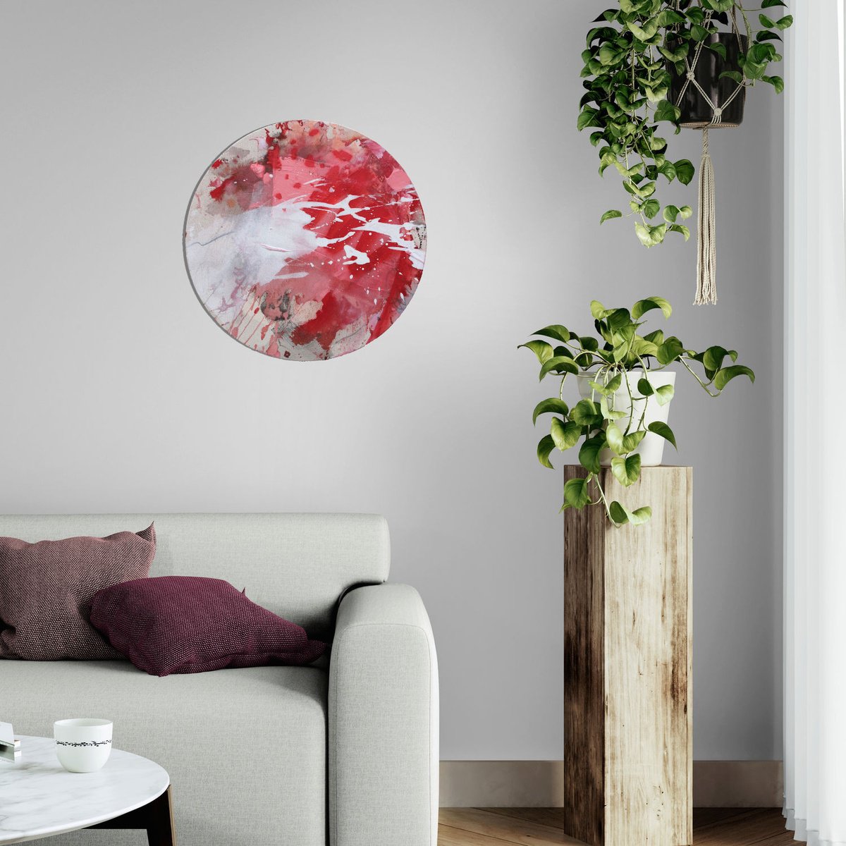 Expressive Painting , Drink In Some Red (Circle) By Daniela Schweinsberg, 16 X 16, Artwork For Sale On Artfinder