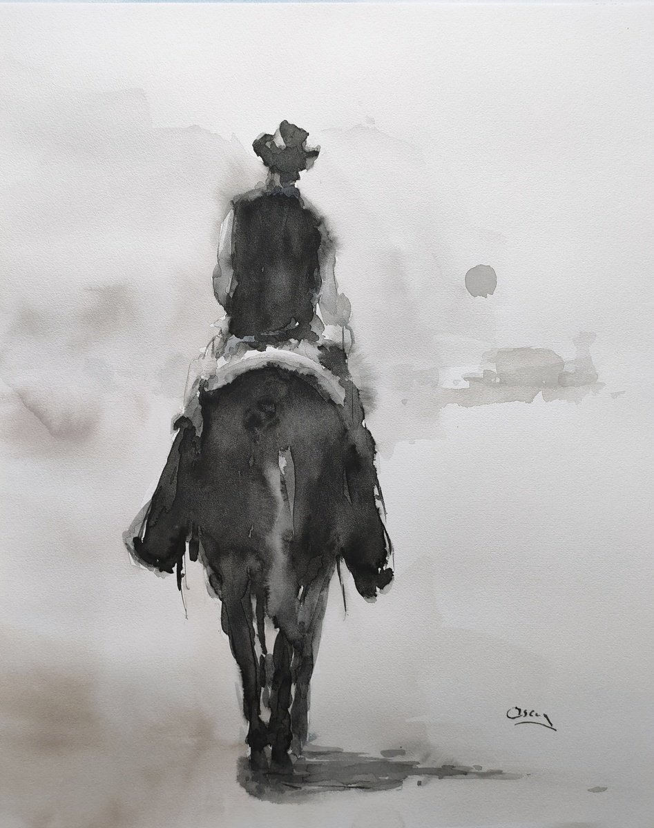 Impressionistic Portrait Watercolour By Oscar Alvarez Pardo, 16 X 20", Cowboy 10, Original Artwork