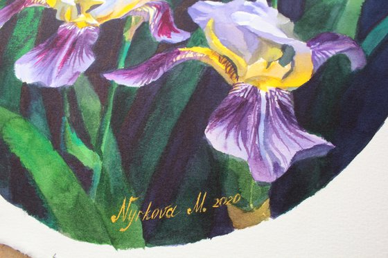 Irises in watercolor