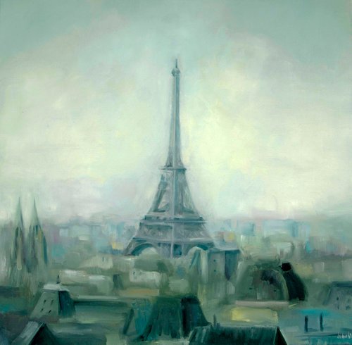Paris painting Canvas original Eiffel Tower oil painting Paris wall art by Anna Lubchik