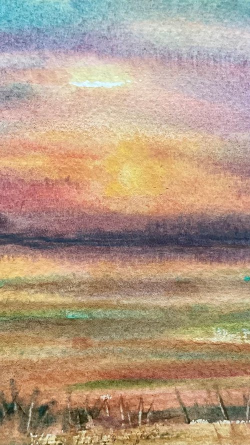 Wareham water meadows sunset, Dorset by Samantha Adams