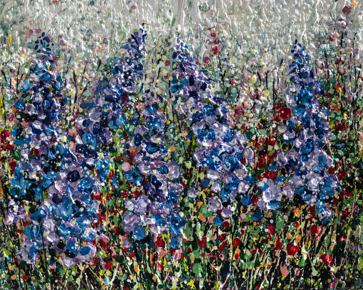 Expressive Painting , Whispers In Indigo Field By Lena Owens At Olena Art, 20 X 16, Artwork For Sale On Artfinder
