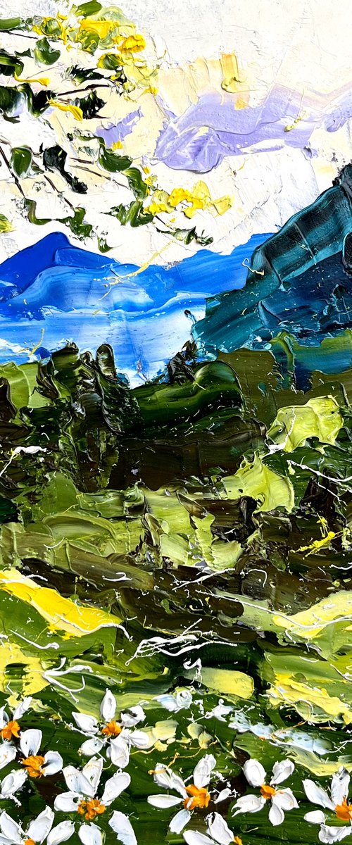Alps Painting Mountains Original Art Swiss Alps Impasto Landscape Oil Artwork Switzerland Small Wall Art by Halyna Kirichenko