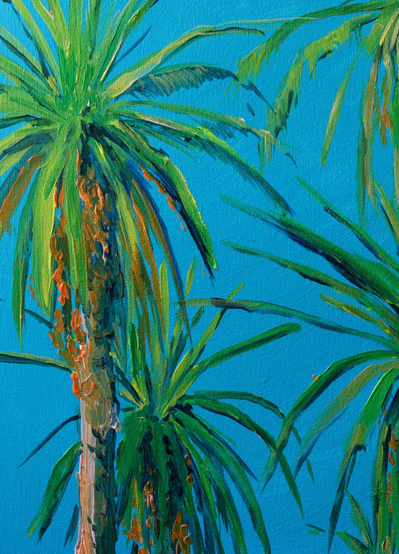 Palm Trees on Turquoise Background