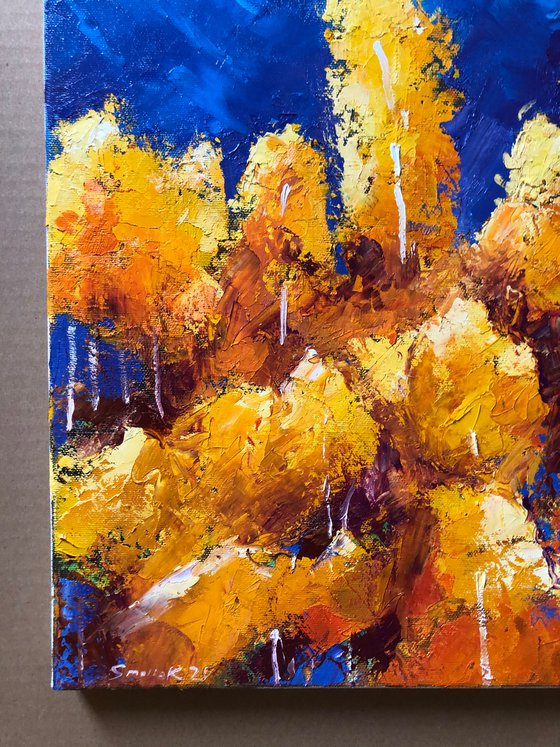 Aspen Tree Painting, Autumn Forest Art, Landscape Wall Art