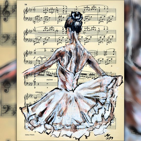 Ballerina XVII - Vintage Music Page, GIFT idea