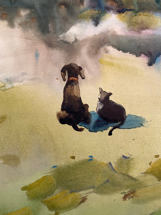 Watercolor “Best friends” perfect gift