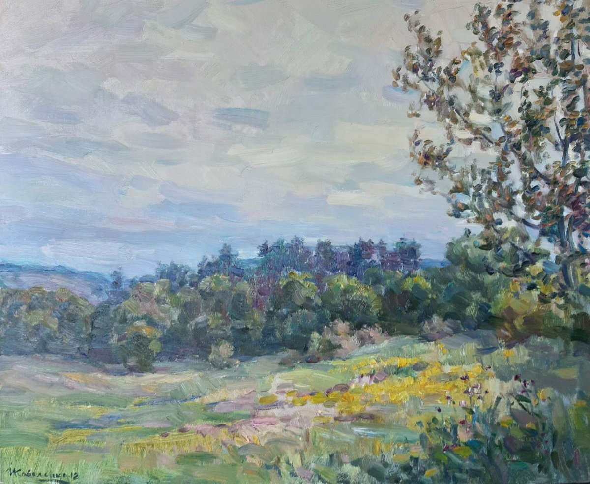 Impressionistic Landscape Oil Painting By Ivan Kovalenko, 24 X 20, To The Rain, Original Artwork