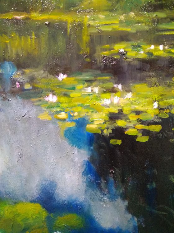 Pond With Water Lilies And Cloud