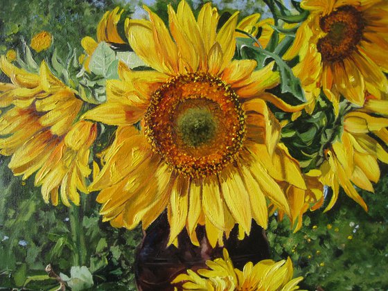 Sunflowers and Apples Still Life