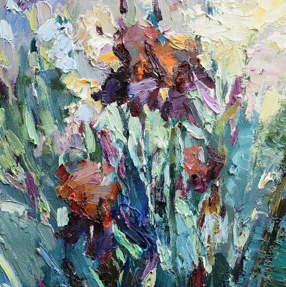 Irises floral painting