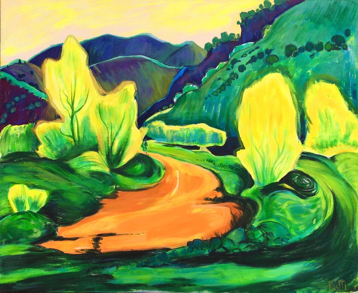 Impressionistic Landscape Acrylic Painting By Raffi Ghazaryan, 43 X 35",